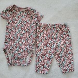 Carter's Pink and Green Floral Baby Outfit